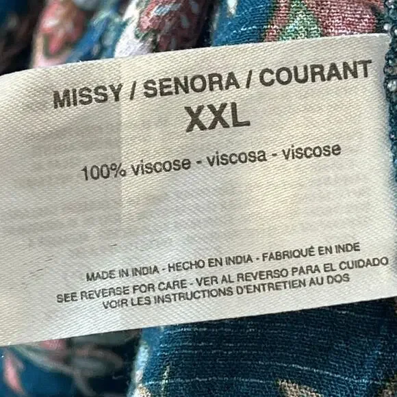 WILLIAMRAST Women Ruffle Mini Dress Layered Floral Green Size XXL Sleeveless Tie - Picture 9 of 13